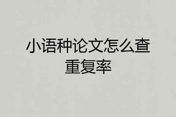 小语种论文怎么查重复率