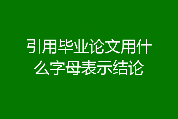 引用毕业论文用什么字母表示结论