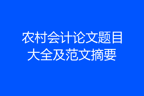 农村会计论文题目大全及范文摘要
