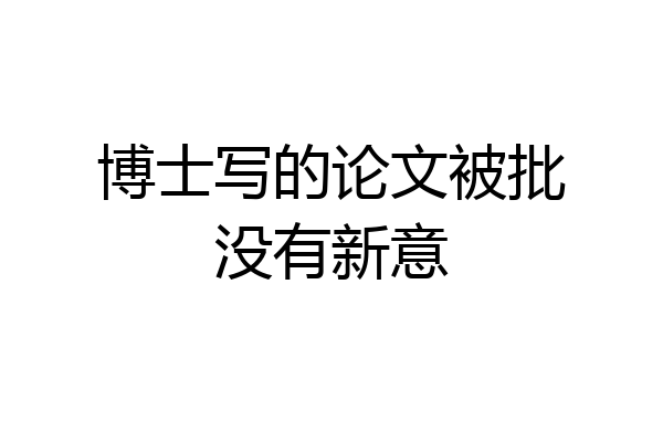 博士写的论文被批没有新意