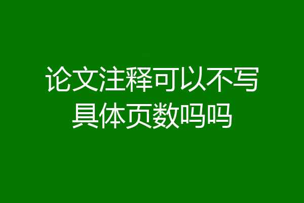 论文注释可以不写具体页数吗吗