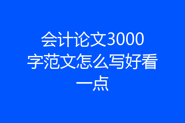 会计论文3000字范文怎么写好看一点