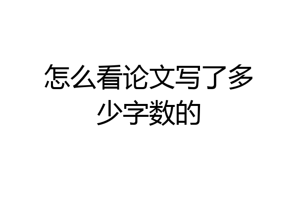 怎么看论文写了多少字数的