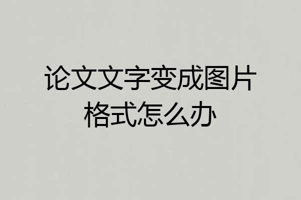 论文文字变成图片格式怎么办