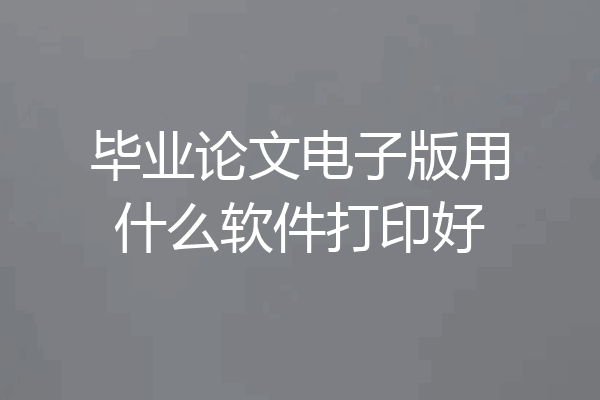 毕业论文电子版用什么软件打印好