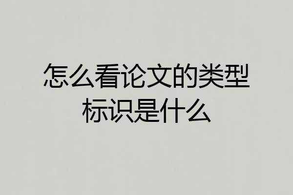 怎么看论文的类型标识是什么