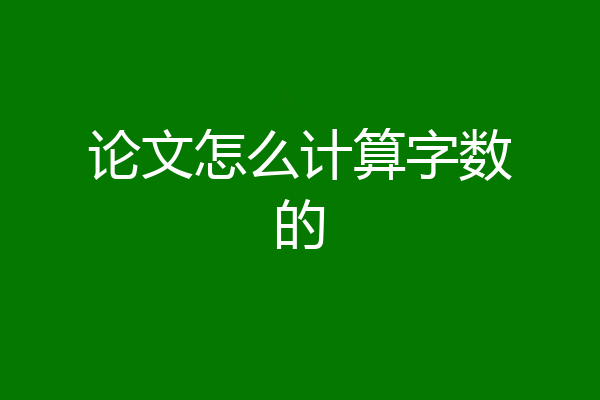 论文怎么计算字数的