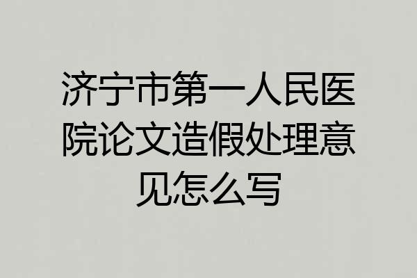 济宁市第一人民医院论文造假处理意见怎么写