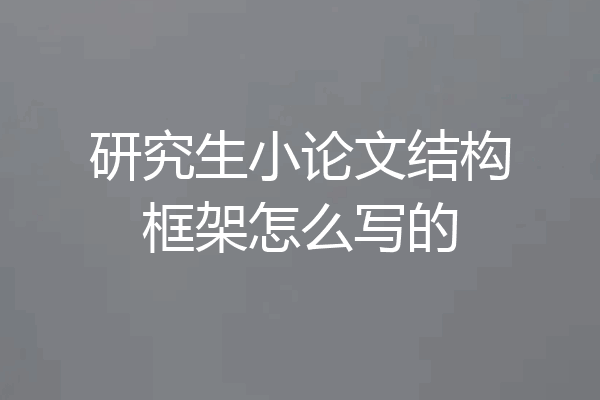 研究生小论文结构框架怎么写的