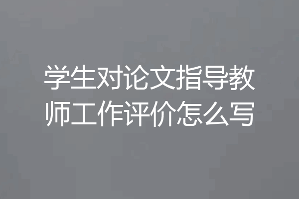 学生对论文指导教师工作评价怎么写