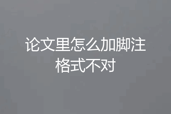 论文里怎么加脚注格式不对