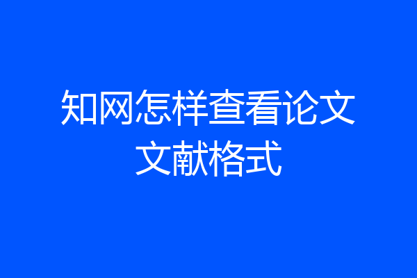 知网怎样查看论文文献格式