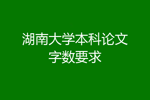 湖南大学本科论文字数要求