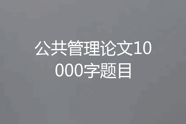 公共管理论文10000字题目