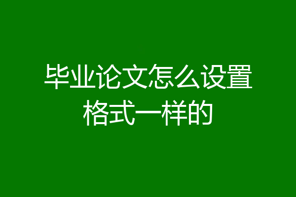 毕业论文怎么设置格式一样的