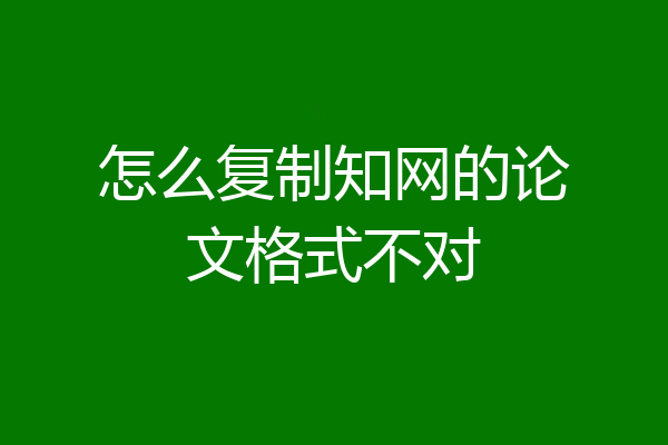 怎么复制知网的论文格式不对