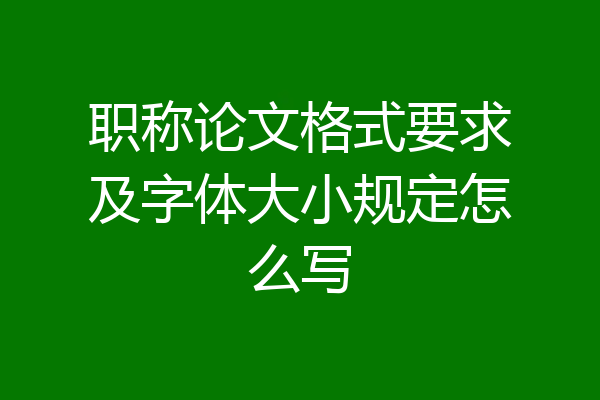职称论文格式要求及字体大小规定怎么写