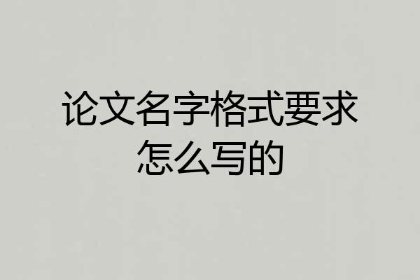 论文名字格式要求怎么写的