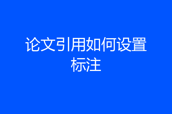 论文引用如何设置标注