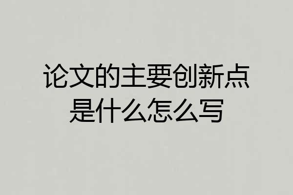 论文的主要创新点是什么怎么写
