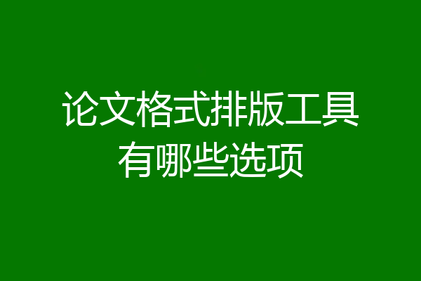 论文格式排版工具有哪些选项