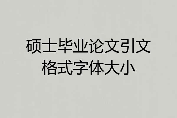 硕士毕业论文引文格式字体大小