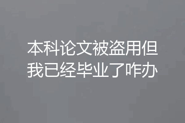 本科论文被盗用但我已经毕业了咋办