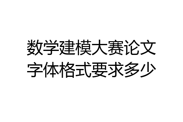 数学建模大赛论文字体格式要求多少