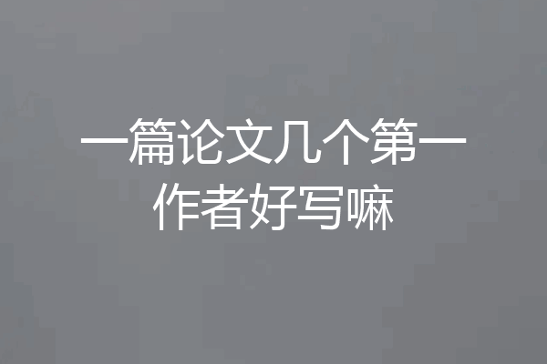 一篇论文几个第一作者好写嘛