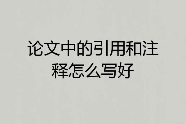 论文中的引用和注释怎么写好