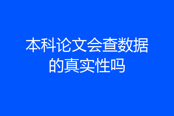本科论文会查数据的真实性吗