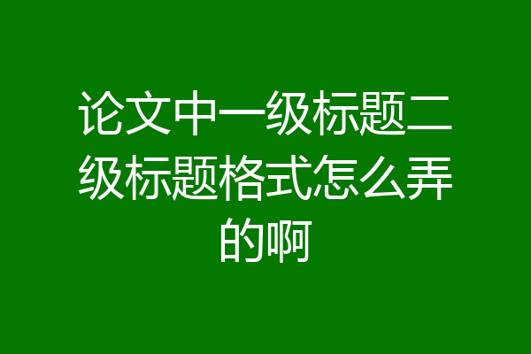 论文中一级标题二级标题格式怎么弄的啊