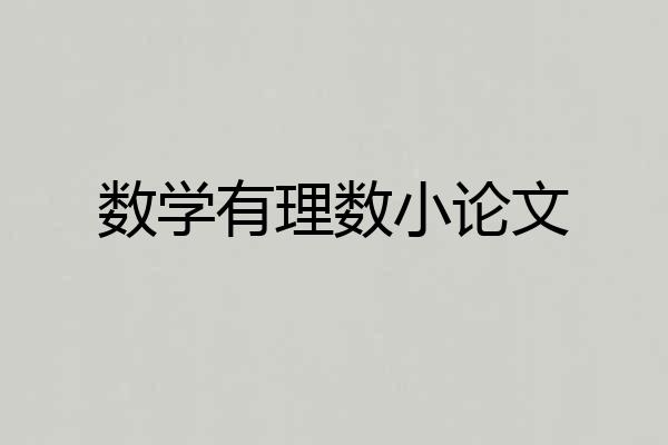 数学有理数小论文
