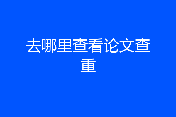 去哪里查看论文查重