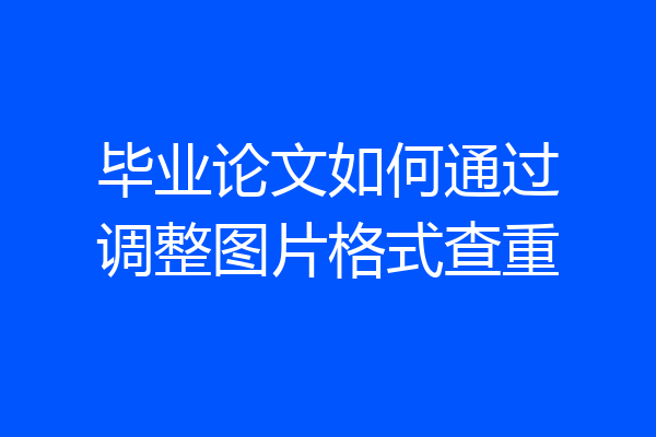 毕业论文如何通过调整图片格式查重