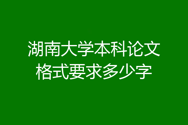 湖南大学本科论文格式要求多少字