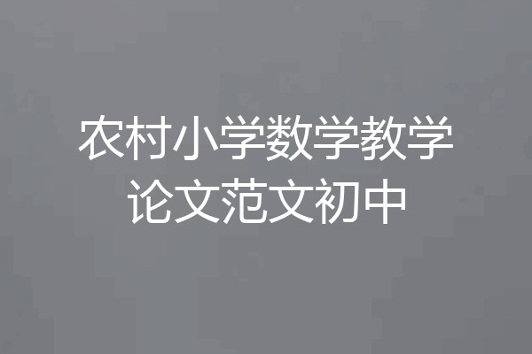 农村小学数学教学论文范文初中