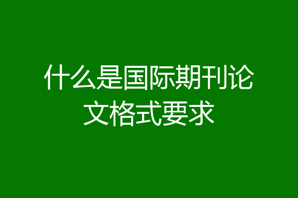 什么是国际期刊论文格式要求
