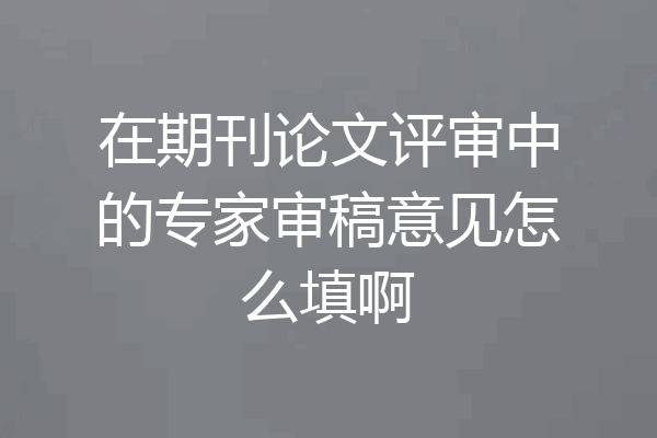 在期刊论文评审中的专家审稿意见怎么填啊