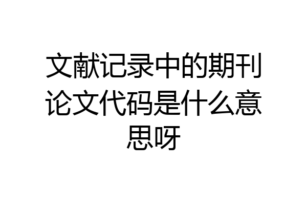 文献记录中的期刊论文代码是什么意思呀