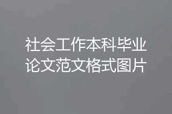 社会工作本科毕业论文范文格式图片