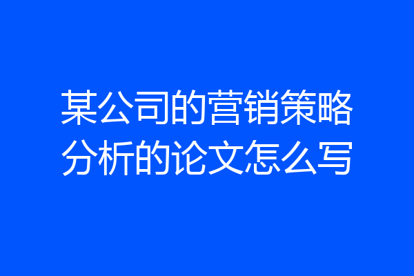 某公司的营销策略分析的论文怎么写