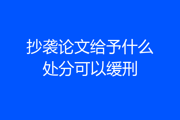 抄袭论文给予什么处分可以缓刑