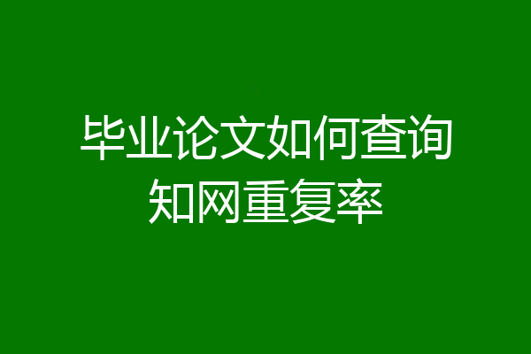 毕业论文如何查询知网重复率