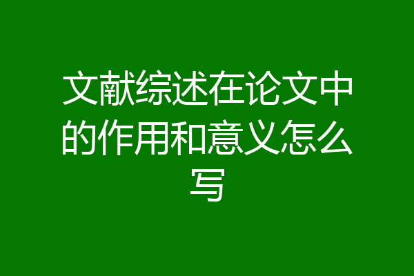文献综述在论文中的作用和意义怎么写