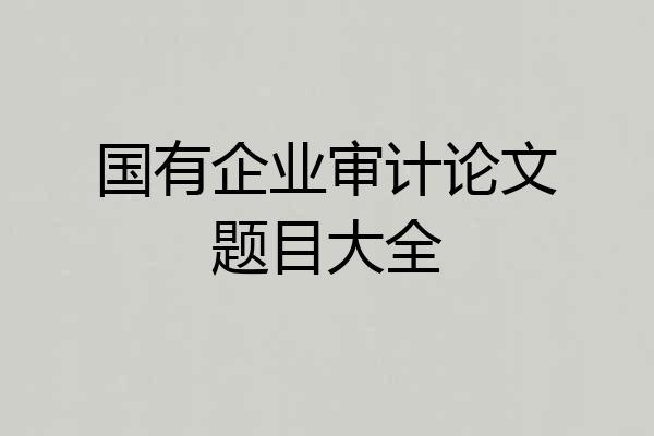 国有企业审计论文题目大全