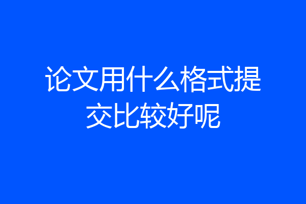 论文用什么格式提交比较好呢