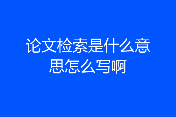 论文检索是什么意思怎么写啊