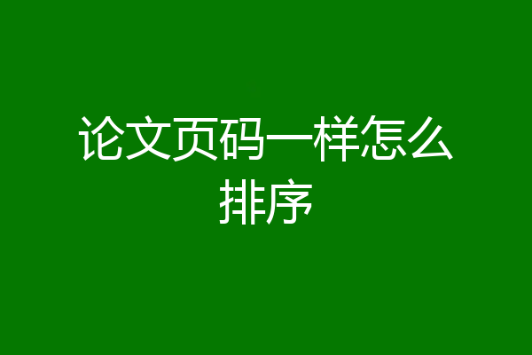 论文页码一样怎么排序