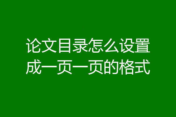 论文目录怎么设置成一页一页的格式